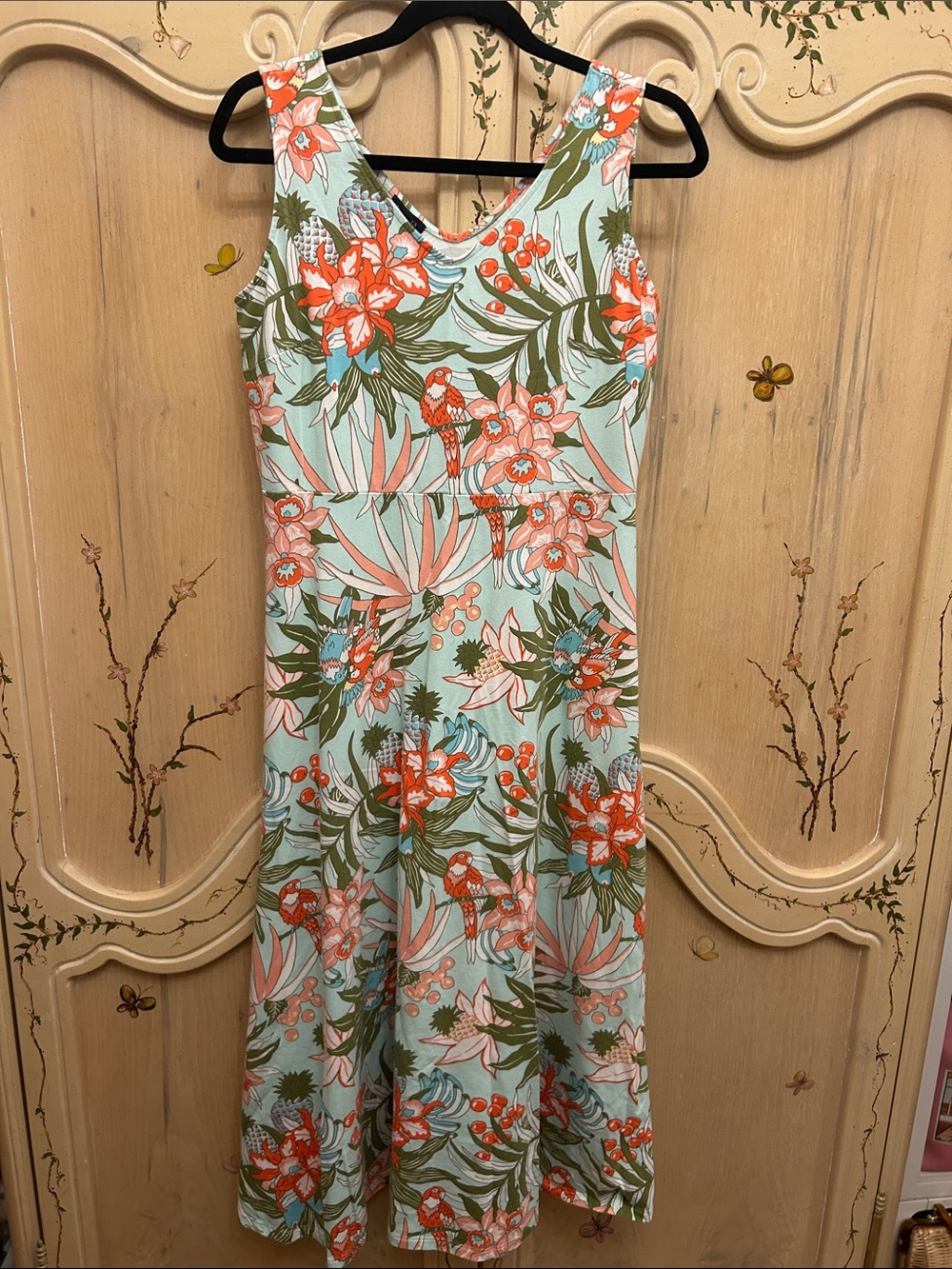 Talbots Mint, Coral & Olive Tropical Print Tank. Medium